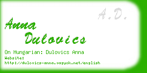 anna dulovics business card